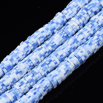 Handmade Polymer Clay Beads Strands, for DIY Jewelry Crafts Supplies, Heishi Beads, Disc/Flat Round, Royal Blue, 6x0.5~1mm, Hole: 1.8mm, about 290~320pcs/strand, 15.75 inch~16.14 inch(40~41cm)