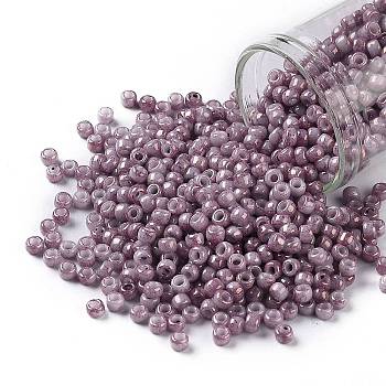TOHO Round Seed Beads, Japanese Seed Beads, (1202) Opaque Dark Rose Marbled, 8/0, 3mm, Hole: 1mm, about 222pcs/10g