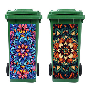 PVC Stickers, Self-adhesive Decorative Stickers Decals, for Trash Decoration, Floral, 820x380mm, 2pcs/set