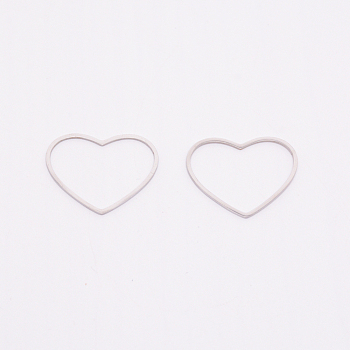 Stainless Steel Links, Heart, Bracelet Links, Stainless Steel Color, 23.5x29x1mm, Hole: 27x16mm