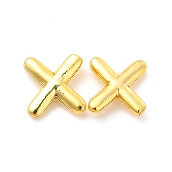 Brass Hollow Out Initial Letter Stud Earrings for Women, Real 18K Gold Plated, Lead Free & Cadmium Free, Letter.X, 7x7x1.5mm, Pin: 0.8mm