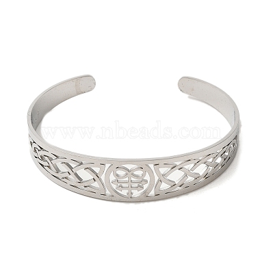 304 Stainless Steel Hollow Cuff Bangles(BJEW-Z022-02P)-2