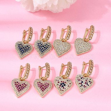 Brass Micro Pave Cubic Zirconia Hoop Dangle Earrings(EJEW-G471-15G)-1