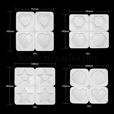 4pcs 4 moules en silicone pendentif style(DIY-LS0003-17)-2