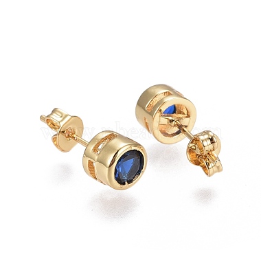 Brass Micro Pave Cubic Zirconia Stud Earrings(EJEW-L224-02D)-2