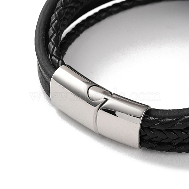 Men's Braided Black PU Leather Cord Multi-Strand Bracelets(BJEW-K243-21P)-3