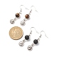 2Pair 2 Style Natural Lava Rock & Tiger Eye with Yin Yang Long Dangle Earrings(EJEW-JE04962-01)-4