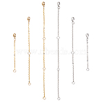 2 Sets 2 Colors Brass Lobster Claw Clasps, with Brass Cable Chains, Platinum & Golden, 69~180mm, 1 set(3pcs)/color(FIND-UN0001-93)