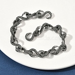 304 Stainless Steel Link Chain Bracelets for Men Women, Snake, Antique Silver, 8-5/8 inch(21.9cm)(BJEW-D385-03AS)
