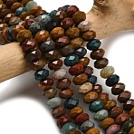 Natural Ocean Agate/Ocean Jasper Beads Strands, Faceted, Rondelle, 8x5.5mm, Hole: 1.2mm, about 69pcs/strand, 15.16''(38.5cm)(G-Z111-A53)