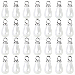 96Pcs ABS Plastic Imitation Pearl Pendants, Teardrop Charm, with Iron Loop, Platinum, 10x4.5mm, Hole: 1.6mm(KY-SC0002-32P)