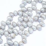 Natural Cultured Freshwater Pearl Beads Strands, Potato, Alice Blue, 7~11x7~8mm, Hole: 0.8mm, about 59pcs/strand, 14.7 inch(36cm)(PEAR-G004-03C-01A)