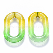 Two Tone Transparent Acrylic Linking Rings, Quick Link Connectors, for Cable Chains Making, Oval, Light Green, 39x23.5x7mm, Inner Diameter: 25x10mm(OACR-S036-006B-N04)