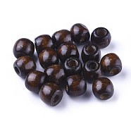 Dyed Natural Maple Wood Beads, Barrel, Lead Free, Brown, 11x12mm, Hole: 3~5mm, about 1800pcs/1000g(WOOD-Q007-12mm-11-LF)
