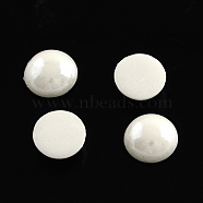 Pearlized Plated Opaque Glass Cabochons, Half Round/Dome, White, 13~14x5~5.5mm(PORC-S801-14mm-23)