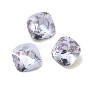 Glass Rhinestone Cabochons, Flat Back & Back Plated, Faceted, Square, Violet, 4x4x2mm(RGLA-L029-14B-371)