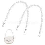 Elite Vintage Resin Imitation Pearl Beaded Bag Straps, with Zinc Alloy Swivel Clasps, for Handbag Handle Replacement Accessories, White, 54.8cm, 2pcs/box(FIND-PH0008-03)