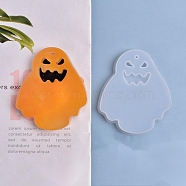 Halloween DIY Ghost Pendant Silicone Statue Molds, Resin Casting Molds, For UV Resin, Epoxy Resin Jewelry Making, White, 86x72x11mm, Hole: 3mm, Inner Size: 80x68mm(DIY-P006-38)