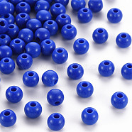 Opaque Acrylic Beads, Round, Blue, 6x5mm, Hole: 1.8mm, about 4400pcs/500g(MACR-S370-C6mm-10)