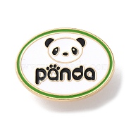 Cartoon Panda Enamel Pins, Light Gold Tone Alloy Badge for Backpack Clothes, Oval, 24x31mm(JEWB-G033-01C)