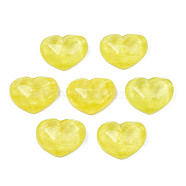 Transparent Resin Cabochons, Water Ripple, Heart, Yellow, 17x21x7.5mm(CRES-N031-003A-B09)