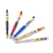 Plastic Beadable Pens, with Heart Shape Opaque Acrylic European Beads, Mixed Color, 145x11.5mm(AJEW-PE0019)