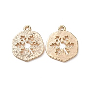 Brass Charms, Nickel Free, Real 18K Gold Plated, Flat Round with Snowflake, 14x12x1mm, Hole: 1mm(KK-Q735-251G)