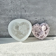 DIY Silicone Candle Molds, For Candle Making, Heart with Angel, White, 8.3x8.2cm(PW-WG40095-01)