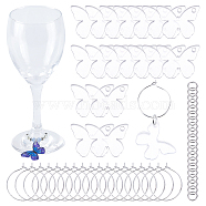 DIY Blank Wine Glass Charm Making Kit, Including Acrylic Pendants, Brass Wine Glass Charm Rings, Brass Jump Rings, Butterfly, 22.5x29.5x3mm, Hole: 2.5mm(DIY-SC0023-62A)