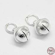 925 Sterling Silver Bell Charms, with Brass, Silver, 8x7mm, Hole: 3.5mm(STER-G013-20S)