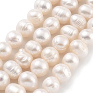 Natural Cultured Freshwater Pearl Beads Strands, Potato, PeachPuff, 8~9mm, Hole: 0.6mm, about 22~23pcs/strand, 6.50 inch(16.5cm)(PEAR-C003-15D)