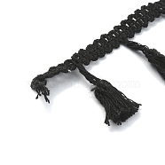 Cotton Tassel Ribbon, Garment Accessories, Black, 3/8 inch(10mm)(OCOR-WH0079-36C)