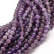 Natural Amethyst Round Bead Strands, 6mm, Hole: 1mm, about 63pcs/strand, 15.5 inch(G-P072-29-6mm)