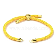 Nylon Cords Bracelet Makings Fit for Connector Charms, with Golden Brass Tree Slider Beads, Long-Lasting Plated, Yellow, 8-5/8 inch(22cm), Hole: 1.9mm(AJEW-P116-01G-01)