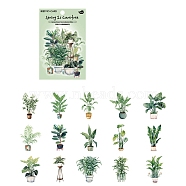 30Pcs Plant Waterproof PET Decorative Stickers, Self-adhesive Plant Decals, for DIY Scrapbooking, Medium Sea Green, 34~55mm(PW-WG53909-03)