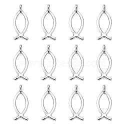 Tibetan Style Alloy Pendants, For Easter, Lead Free & Cadmium Free, Jesus Fish/Christian Ichthys Ichthus, Antique Silver, 20x8mm, Hole: 2mm(LF0394Y)