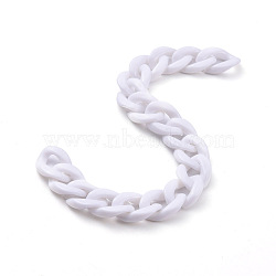 Handmade Opaque Acrylic Curb Chains, White, Links: 19x13.5x4.5mm, 39.37 inch(1m)/strand(AJEW-JB00662-09)