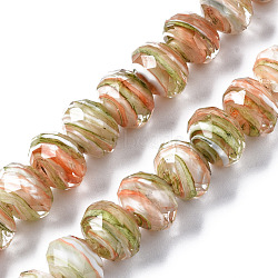 Handmade Lampwork Beads Strands, Abacus, Faceted, Dark Khaki, 11.5x8.5mm, Hole: 1.5mm, about 45pcs/strand, 15.16 inch(38.5cm)(LAMP-T007-13B)