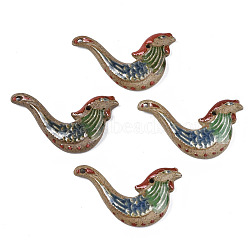 Handmade Porcelain Big Pendants, Famille Rose Style, Bird, Camel, 49~61x77~79x11~12mm, Hole: 3.5mm(PORC-N004-111)