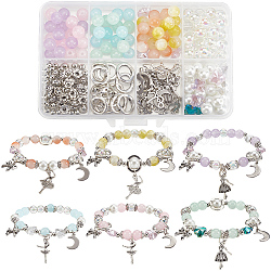 Dancer Theme DIY Alloy & Brass & Glass Beads Bracelet Making Kits, Mixed Color, 8~9mm, Hole: 1~1.6mm, 6 styles, 10pcs/style, 60pcs(DIY-SC0029-01)