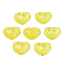 Transparent Resin Cabochons, Water Ripple, Heart, Yellow, 17x21x7.5mm(CRES-N031-003A-B09)
