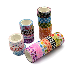 DIY Scrapbook Decorative Paper Tapes, with Pattern and Adhesive Tape on the Other Side, Mixed Color, 15mm, about 5m/roll, 30rolls/bag(DIY-S011-1.5cm)