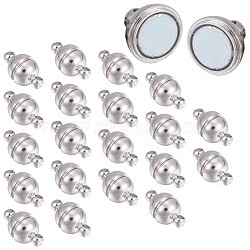 Brass Magnetic Clasps with Loops, Round, Platinum, 14x8mm, Hole: 1.6mm(KK-YW0001-17B-A)