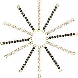 12Pcs 2 Colors Brass Micro Pave Cubic Zirconia Connector Charms, Rectangle Bar, Golden, Mixed Color, 41x3x3mm, Hole: 2mm, 6pcs/color(KK-FH0004-50)