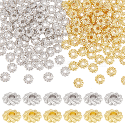 160Pcs 2 Colors Alloy Spacer Beads, Long-Lasting Plated, Flower, Platinum & Golden, 4.8x1.5mm, Hole: 1.2mm, 80pcs/color(FIND-BC0004-91)