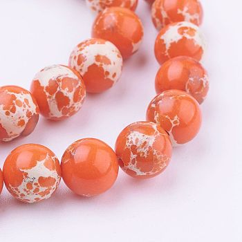 Synthetic Imperial Jasper Beads Strands, Dyed, Round, 6mm, Hole: 0.8mm, about 16pcs/strand, 15.35 inch(39cm)
