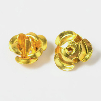 Flower Aluminum Beads, Gold, 7x4mm, Hole: 1mm