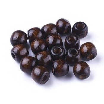 Dyed Natural Maple Wood Beads, Barrel, Lead Free, Brown, 11x12mm, Hole: 3~5mm, about 1800pcs/1000g