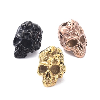 Ion Plating(IP) 304 Stainless Steel Beads, Skull, Mixed Color, 15x11x11.5mm, Hole: 4mm