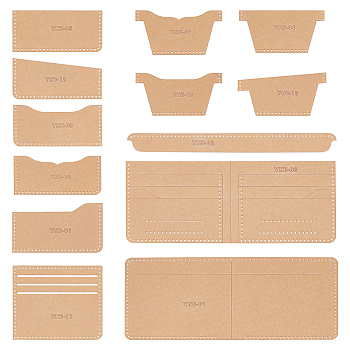 13Pcs 13 Style Acrylic Template for Money Clip Wallet Making, Leathercraft Tools, Clear, 98~213x19~91x2mm, 1pc/style